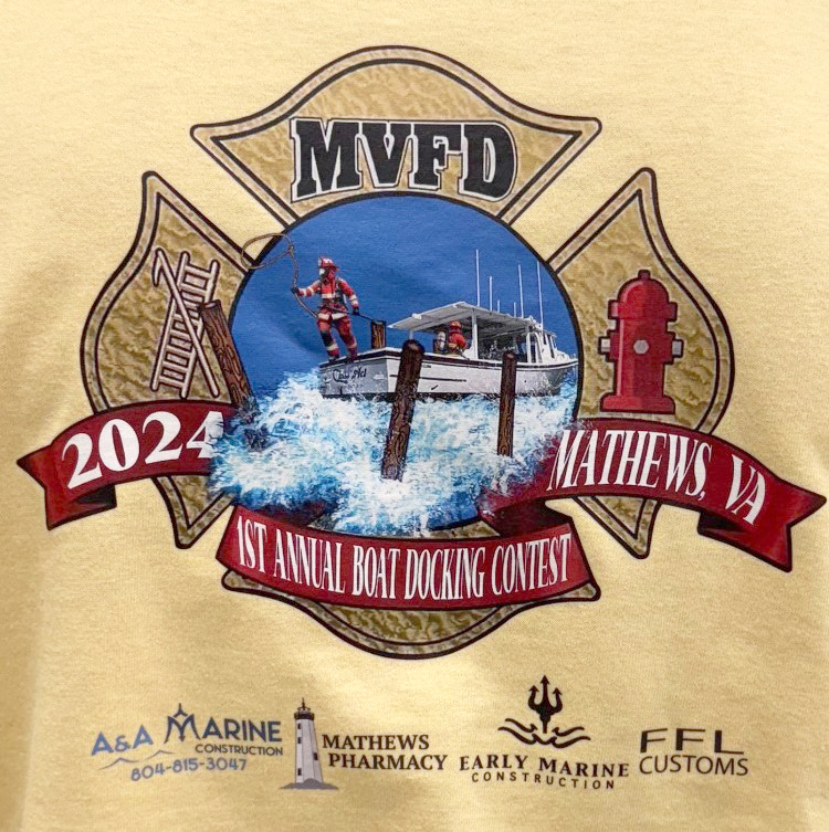 mathews boat docking contest t shirt logo